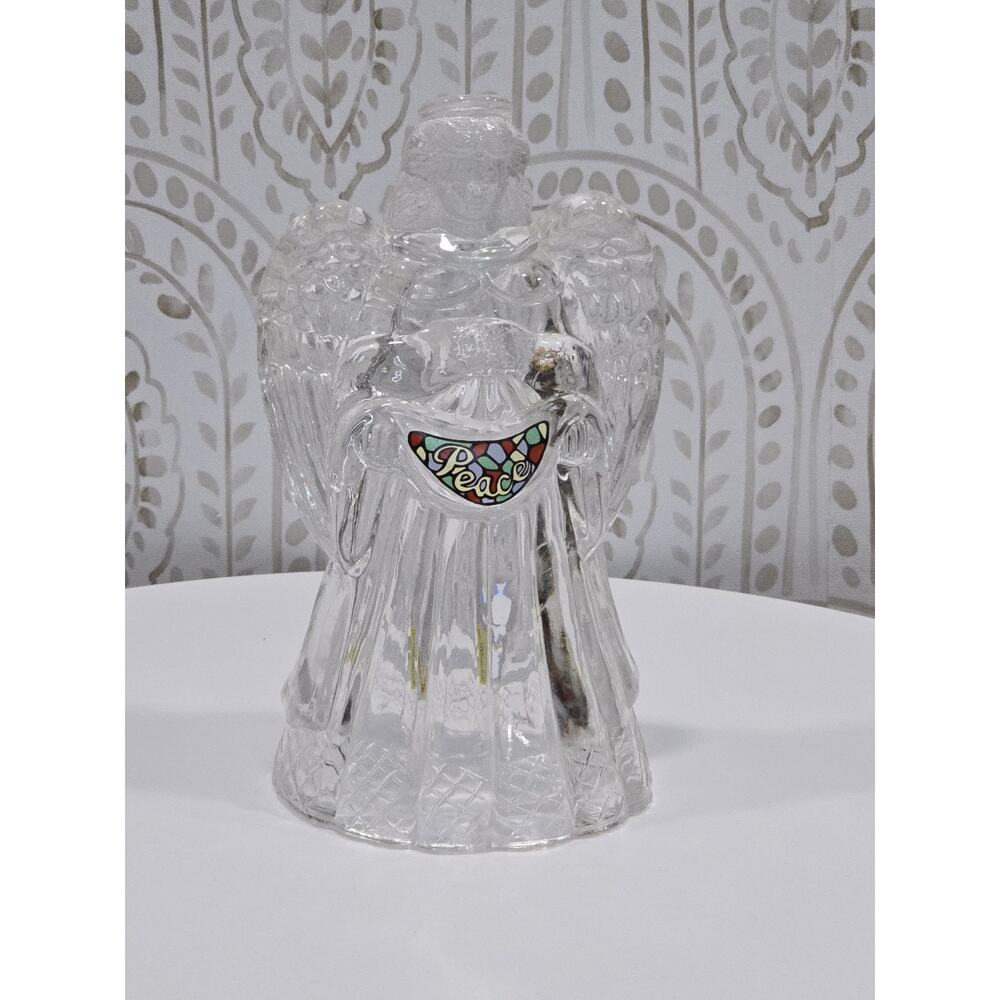 Lead Crystal 24% Christmas Angel of Peace Figurine Home Decor Stained Glass Sign